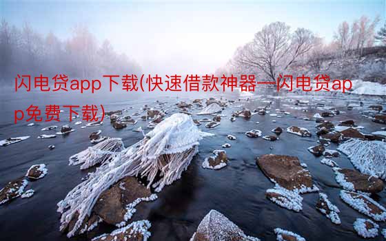 闪电贷app下载(快速借款神器—闪电贷app免费下载)